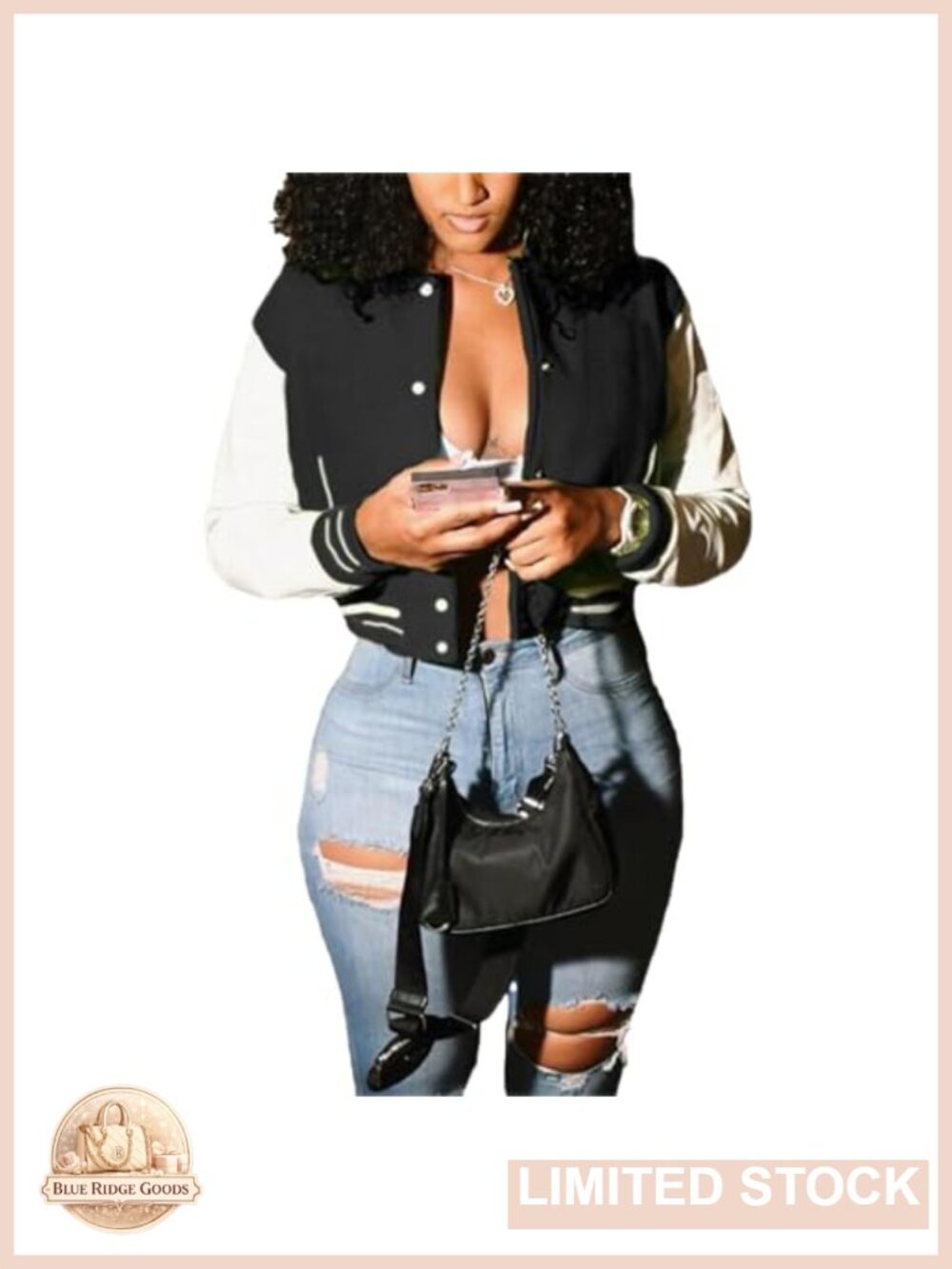 Cropped Varsity Jacket Color Block Baseball Jacket PU Leather Sleeves